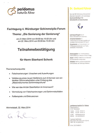 Fachtagung 4. Würzburger Schimmelpilz-Forum; Thema: „Die Sanierung der Sanierung†Fachtagung 4. Würzburger Schimmelpilz-Forum; Thema: „Die Sanierung der Sanierungâ€